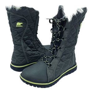 SOREL Cozy Cate Peat Moss Quilted Snow Boots Lace Up 6.5